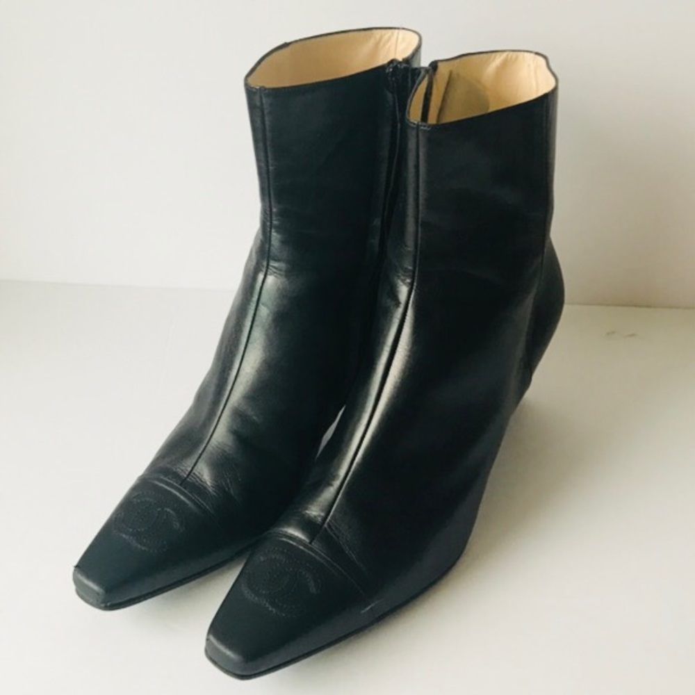Chanel Black Ankle Boots Size 41 - Picture 1 of 7